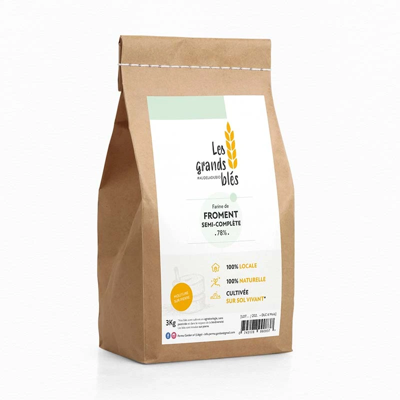 [1303] Sac Farine semi complète 3kg froment 78%